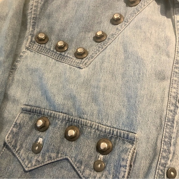 1990s ink  Y2k denim button down heavy rivet shirt sz small - Picture 3 of 6